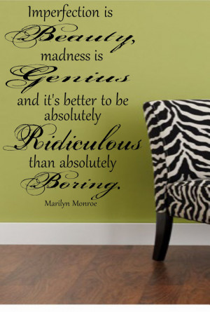 Marilyn Monroe Imperfection Wall Decal Quote Lettering FREE SHIPPING