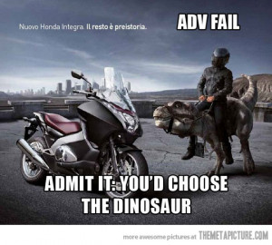 Funny photos funny Dinosaur ad motorcycle