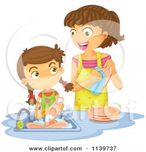 Cartoon Happy Guy Drying The Dishes Ron Leishman