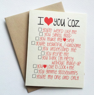 Quotes › I love you card with funny list – romantic valentines day ...