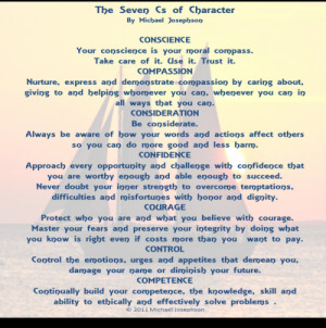 QUOTE & POSTER: THE 7 Cs OF CHARACTER: People of exceptional character ...