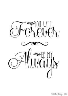 ALWAYS AND FOREVER Quote Vinyl Wall Decal Living room Home Decor ...