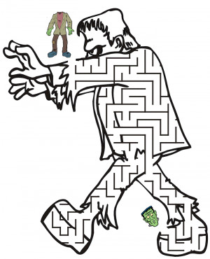 Free Halloween Frankenstein Maze Printable Coloring Pages