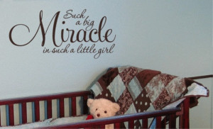 Wall Sticker Decal Quote Vinyl Miracle Little Girl Wall Quote Nursery ...