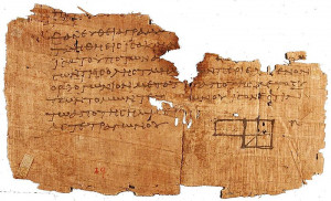 Oxyrhynchus papyrus showing fragment of Euclid's Elements , AD 75-125 ...