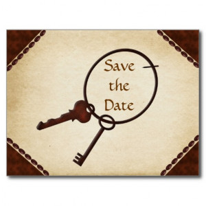 Rusty Keys Western Save the Date Post Card