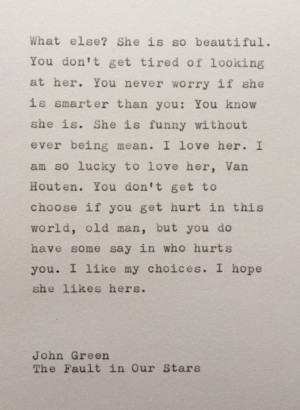 John Green The Fault in Our Stars quote typed by WhiteCellarDoor, $20 ...