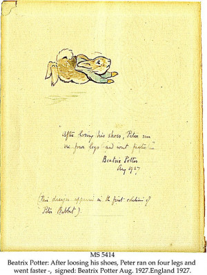 In Beatrix Potter's own handwriting
