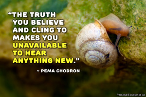 ... cling to makes you unavailable to hear anything new.” ~ Pema Chodron