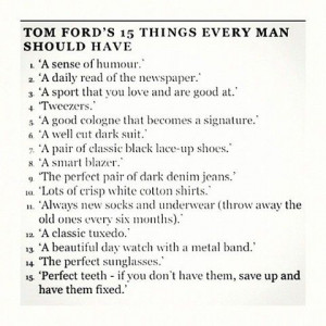 Tom Ford's 15 Things Every Man Should Have