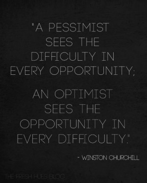 the difficulty in every opportunity an optimist sees the opportunity ...