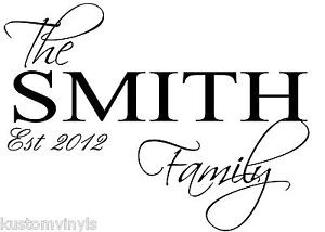 Custom-Family-Name-and-date-wall-quote-art-vinyl-decal-sticker ...