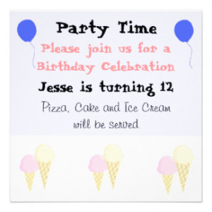 Ice Cream Cones Party Invitations