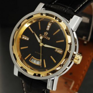 design luxury wild dress auto mechanical men wrist watch leather hour