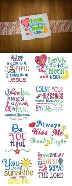 Sweet Sayings Set 1 embroidery design set available for instant ...