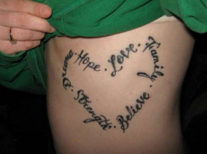 ... : Girls Love Metaphoric Words Tattoo On Rib Arranged In Heart Shape