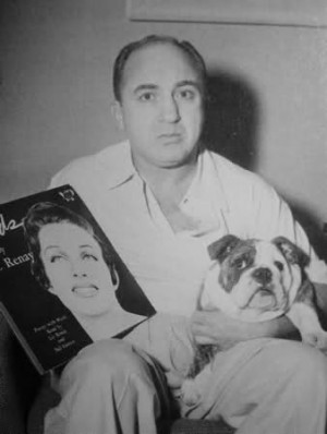 LA Mob Boss Mickey Cohen with his little bulldog, Mickey Cohen Jr.