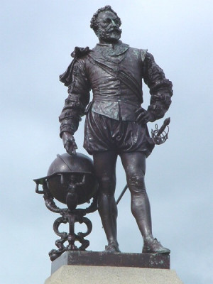 Statue of Sir Francis Drake in Plymouth, England (Detail)