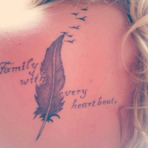Charming family with every heartbeat Tattoo quotes on shoulder blade ...
