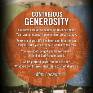 Contagious Generosity: Quote from Max Lucado