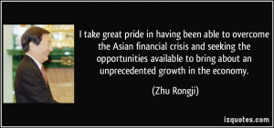 great pride in having been able to overcome the Asian financial crisis ...