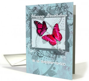 happy birthday to my daughter-in-law, pink butterflies and swirls card