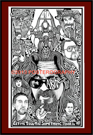 The Big Lebowski Jeff Bridges Pen & Ink Art Print by Posterography