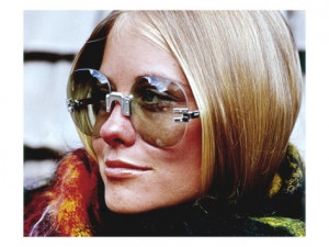 Cybill Shepherd modelling sunglasses for Glamour, 1969