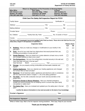 Child Care Fire Safety Self Inspection Report For Fcch picture