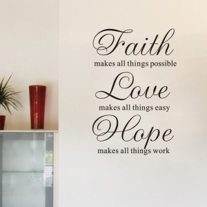 Faith Love Hope Wall Sticker Inspiration Quotes Wall Decal Vinyl DIY ...