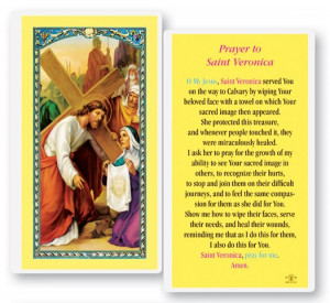 St. Veronica Laminated Laminated Prayer Cards 25 Pack - Full Color