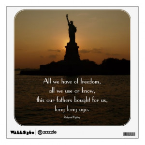 Statue of Liberty at Sunset-with Freedom Quote Wall Decal