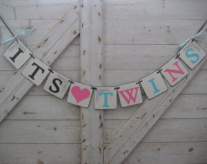 ... Twins Bunting, Gender Reveal, Pregnancy Announcement, Expecting, Twins