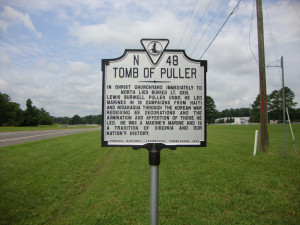 Highway Marker at Chesty's Gravesite