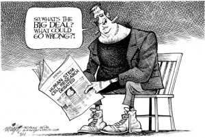 Frankenstein's monster as a symbol for cloning: Cartoon on stem cell ...