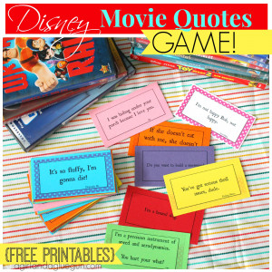 Disney Movie Quotes game with Free Printables!