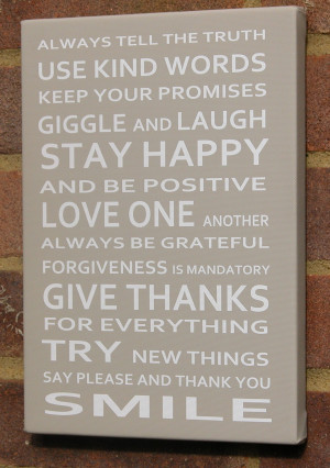 Family Rules Canvas Wood Sign Saying Quote And picture