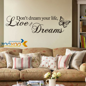 living room quotes wall decal color8142 DIY black removable vinyl wall ...