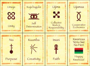 are little Kwanzaa cards showing the seven principles. You can print ...