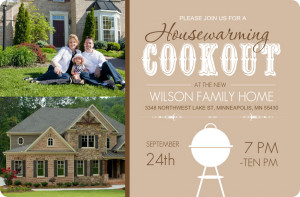 Brown Backyard Cookout Housewarming Invite