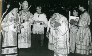 Pope Benedict in 2006 attending Eastern Orthodox Divine Liturgy with ...