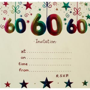 60th Birthday Party Invitations with envelopes x50