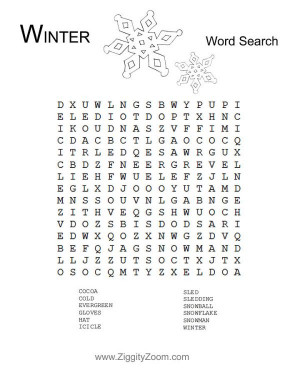 Free Printable Winter Word Searches