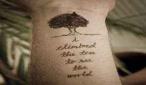 ... Tree Tattoo With Life Words Like A Metaphor Implying Struggles Of Life