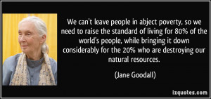 people in abject poverty, so we need to raise the standard of living ...
