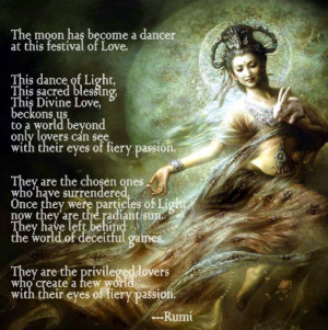 Rumi and image of Kuan Yin. Infinite Love, Grace and Compassion unite.