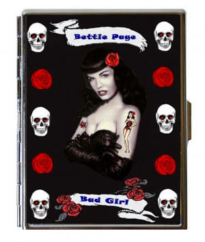 Sexy Tattooed Bettie Page Betty Pinup Bad Girl SKULLS Tattoo Roses ...
