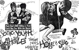 Flyers made by Courtney Love promoting Hole shows with Sonic Youth and ...