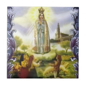 image of the apparition Our Lady of Fatima Ceramic Tile