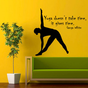 ... : wall decals, yoga gives time, quote, Vinyl Decal and sport girl